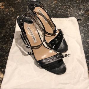 Manolo Blahnik stiletto sandals, gently worn.
